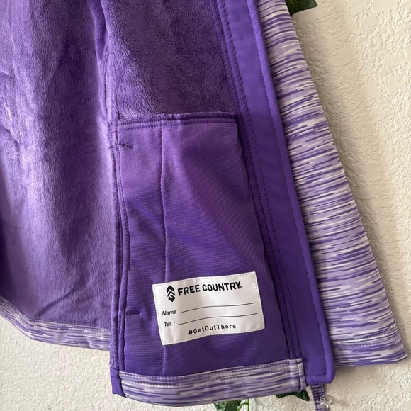 Free Country Girls Purple Softshell Water Resistant Hooded Jacket Size 10/12 - Picture 9 of 15